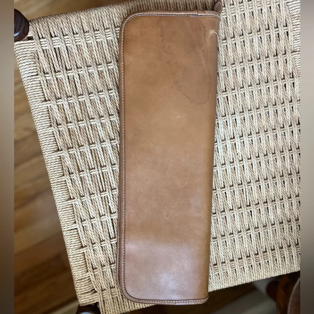 Vintage Gurkha Leather Tie Case Ascot Travel Organizer Tan Zip Necktie Holder